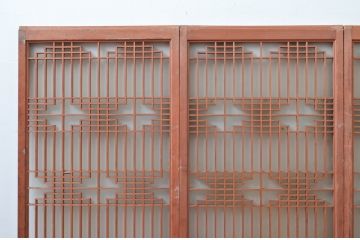 アンティーク建具　片面ガラス　上質な和空間を演出してくれる書院戸(窓)4枚セット(ガラス戸、引き戸、窓、組子)(R-080581)