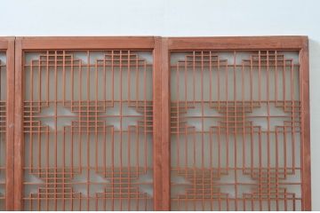 アンティーク建具　片面ガラス　上質な和空間を演出してくれる書院戸(窓)4枚セット(ガラス戸、引き戸、窓、組子)(R-080581)