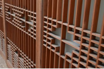 アンティーク建具　片面ガラス　上質な和空間を演出してくれる書院戸(窓)4枚セット(ガラス戸、引き戸、窓、組子)(R-080581)