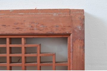 アンティーク建具　片面ガラス　上質な和空間を演出してくれる書院戸(窓)4枚セット(ガラス戸、引き戸、窓、組子)(R-080581)