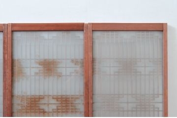 アンティーク建具　片面ガラス　上質な和空間を演出してくれる書院戸(窓)4枚セット(ガラス戸、引き戸、窓、組子)(R-080581)