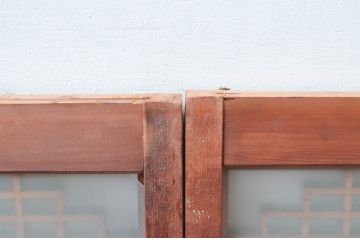 アンティーク建具　片面ガラス　上質な和空間を演出してくれる書院戸(窓)4枚セット(ガラス戸、引き戸、窓、組子)(R-080581)
