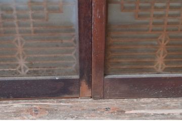 アンティーク建具　片面ガラス　上質な和空間を演出してくれる書院戸(窓)4枚セット(ガラス戸、引き戸、窓、組子)(R-080581)
