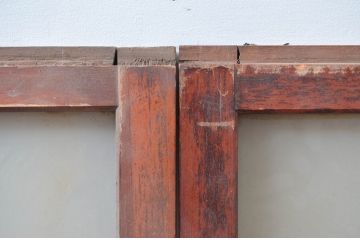 アンティーク建具　マス目　どこか懐かしい雰囲気を感じる格子窓2枚セット(引き戸、格子戸、建具)(R-080582)