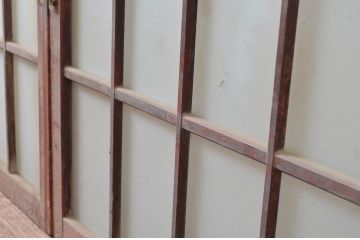 アンティーク建具　マス目　どこか懐かしい雰囲気を感じる格子窓2枚セット(引き戸、格子戸、建具)(R-080582)