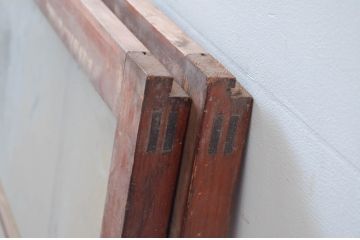 アンティーク建具　マス目　どこか懐かしい雰囲気を感じる格子窓2枚セット(引き戸、格子戸、建具)(R-080582)