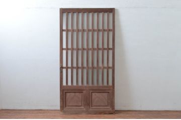 アンティーク建具　上手物!!　作りの良い格子ガラスドア(扉)1枚(ガラス戸、木製扉)(R-080583)