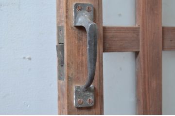 アンティーク建具　上手物!!　作りの良い格子ガラスドア(扉)1枚(ガラス戸、木製扉)(R-080583)