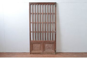 アンティーク建具　上手物!!　作りの良い格子ガラスドア(扉)1枚(ガラス戸、木製扉)(R-080583)