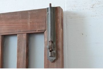 アンティーク建具　上手物!!　作りの良い格子ガラスドア(扉)1枚(ガラス戸、木製扉)(R-080583)