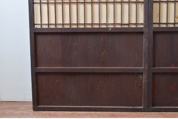 アンティーク建具　和の情緒あふれる障子帯戸2枚セット(引き戸、板戸、格子帯戸、障子戸)(R-080584)