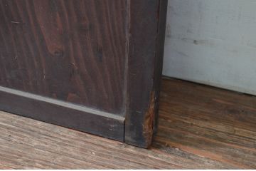 アンティーク建具　和の情緒あふれる障子帯戸2枚セット(引き戸、板戸、格子帯戸、障子戸)(R-080584)