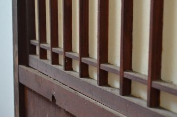 アンティーク建具　和の情緒あふれる障子帯戸1枚(引き戸、板戸、格子帯戸、障子戸)(R-080585)