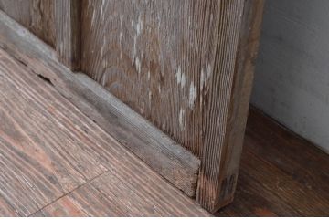 アンティーク建具　銀モールガラス入り!レトロな雰囲気漂うガラス戸2枚セット(引き戸、建具)(R-080586)