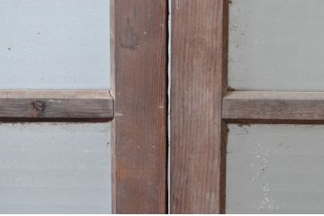 アンティーク建具　銀モールガラス入り!レトロな雰囲気漂うガラス戸2枚セット(引き戸、建具)(R-080586)