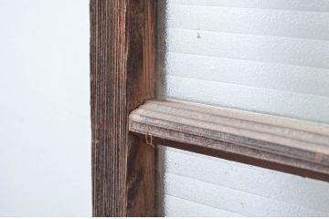 アンティーク建具　銀モールガラス入り!レトロな雰囲気漂うガラス戸2枚セット(引き戸、建具)(R-080587)