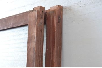 アンティーク建具　銀モールガラス入り!レトロな雰囲気漂うガラス戸2枚セット(引き戸、建具)(R-080587)