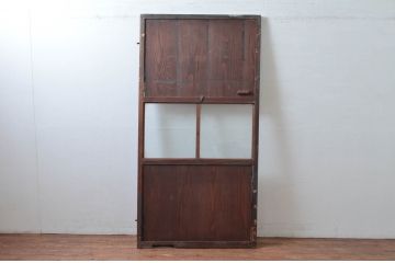 アンティーク建具　レトロなデザインのガラス帯の扉1枚(ドア、板戸、ガラス戸、木製扉、建具)(R-080588)