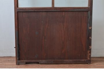 アンティーク建具　レトロなデザインのガラス帯の扉1枚(ドア、板戸、ガラス戸、木製扉、建具)(R-080588)