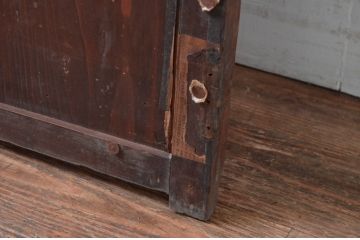 アンティーク建具　レトロなデザインのガラス帯の扉1枚(ドア、板戸、ガラス戸、木製扉、建具)(R-080588)