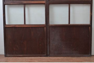 アンティーク建具　古民家インテリアにおすすめのガラス帯戸2枚セット(引き戸、ガラス戸、建具)(R-080589)