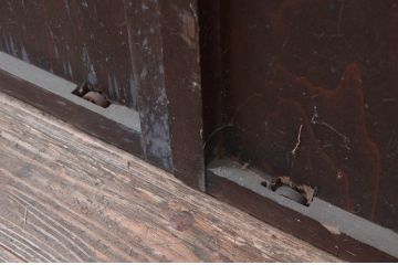 アンティーク建具　古民家インテリアにおすすめのガラス帯戸2枚セット(引き戸、ガラス戸、建具)(R-080589)
