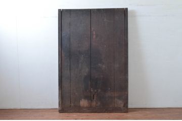 ジャンク品　アンティーク建具　栗材　松材　時を経た風合いが楽しめる蔵戸1枚(引き戸、玄関戸、建具)(R-080594)