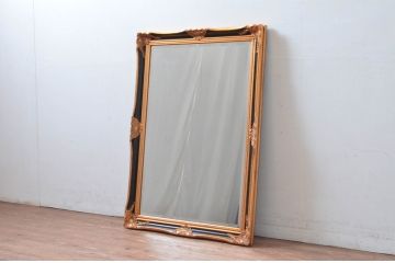 中古　美品　希少な廃番品　ハンドメイド　上品な雰囲気あふれるロココ調のウォールミラー(壁掛け鏡、姿見)(R-080598)