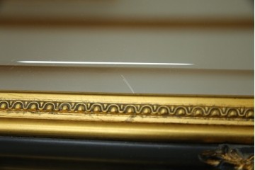 中古　美品　希少な廃番品　ハンドメイド　上品な雰囲気あふれるロココ調のウォールミラー　(R-080598)