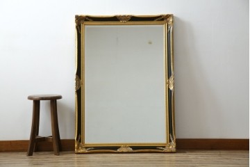 中古　美品　希少な廃番品　ハンドメイド　上品な雰囲気あふれるロココ調のウォールミラー　(R-080598)