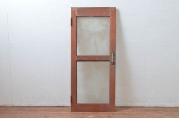 ビンテージ建具　どこか懐かしい雰囲気を感じるレトロな扉1枚(ガラス扉、木製ドア、建具)(R-080602)