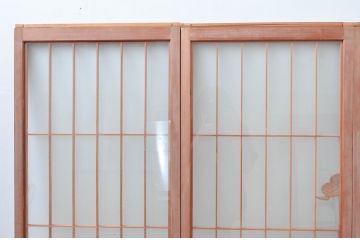 アンティーク建具　両面ガラス　和モダンな空間を演出する書院戸(窓)4枚セット(引き戸、ガラス戸、建具)(R-080603)