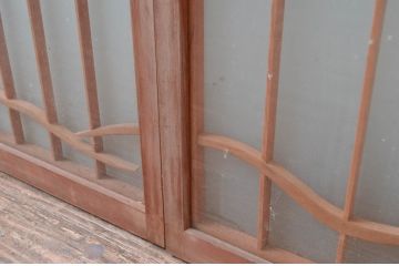 アンティーク建具　両面ガラス　和モダンな空間を演出する書院戸(窓)4枚セット(引き戸、ガラス戸、建具)(R-080603)