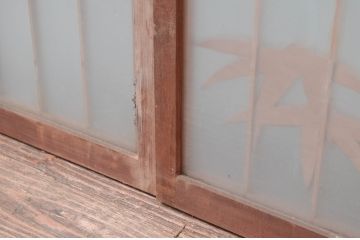 アンティーク建具　両面ガラス　和モダンな空間を演出する書院戸(窓)4枚セット(引き戸、ガラス戸、建具)(R-080603)