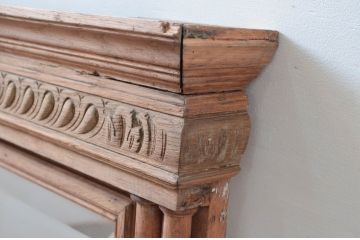 フランスアンティーク　上手物!!　オーク材　凝った造り込みが目を引くウォールミラー(姿見、壁掛け鏡、店舗什器)(R-080604)