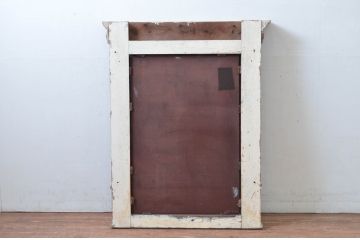 フランスアンティーク　上手物!!　オーク材　凝った造り込みが目を引くウォールミラー(姿見、壁掛け鏡、店舗什器)(R-080604)
