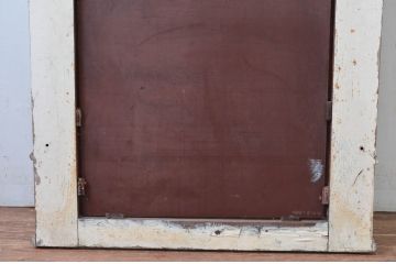 フランスアンティーク　上手物!!　オーク材　凝った造り込みが目を引くウォールミラー(姿見、壁掛け鏡、店舗什器)(R-080604)