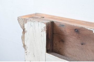 フランスアンティーク　上手物!!　オーク材　凝った造り込みが目を引くウォールミラー(姿見、壁掛け鏡、店舗什器)(R-080604)