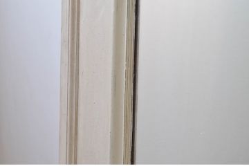 フランスアンティーク　ペイント　彫刻入り　クラシカルで上品な雰囲気のフレンチウォールミラー(姿見、壁掛け鏡、店舗什器)(R-080606)