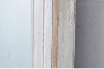 フランスアンティーク　ペイント　シンプルなスクエア型でお部屋に取り入れやすいシャビーな風合いの特大ミラー(ウォールミラー、姿見、壁掛け鏡、店舗什器)(R-080608)