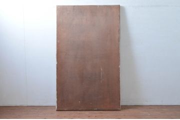 フランスアンティーク　ペイント　シンプルなスクエア型でお部屋に取り入れやすいシャビーな風合いの特大ミラー(ウォールミラー、姿見、壁掛け鏡、店舗什器)(R-080608)