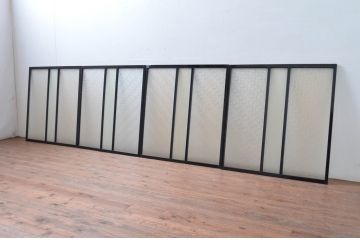 アンティーク建具　和モダンなお部屋に取り入れたいダイヤガラス窓4枚セット(ガラス戸、引き戸、建具)(R-080609)