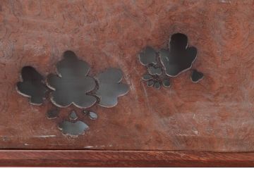 アンティーク建具　欅(ケヤキ)材　玉杢　一枚板　透かし彫りのデザインが情緒ある和の雰囲気作りにおすすめな欄間1枚(明かり取り、明り取り)(R-080610)