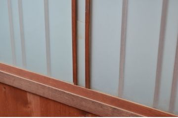 和製アンティーク　落ち着いた和の空間を演出するガラス帯戸2枚セット(板戸、ガラス戸、引き戸)(R-080611)