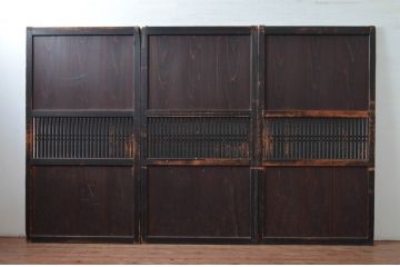 アンティーク建具　和モダンテイストのお部屋づくりに取り入れたい格子帯戸3枚セット(引き戸、格子戸)(R-080612)