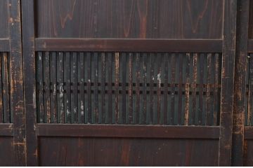 アンティーク建具　和モダンテイストのお部屋づくりに取り入れたい格子帯戸3枚セット(引き戸、格子戸)(R-080612)