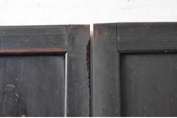アンティーク建具　明治　深い色合いが味わい深い帯戸2枚セット(引き戸、板戸)(R-080614)