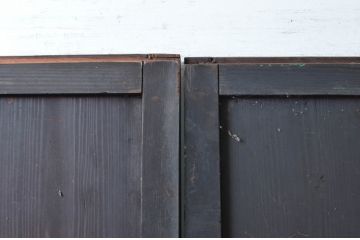 アンティーク建具　明治　深い色合いが味わい深い帯戸2枚セット(引き戸、板戸)(R-080614)