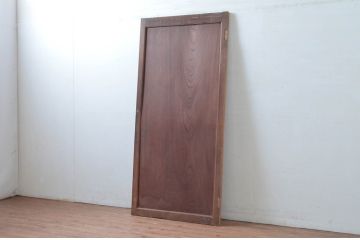 アンティーク建具　枠檜(ヒノキ)材　鏡板欅(ケヤキ)材一枚板　シンプルですっきりしたデザインのドア1枚(木製扉、木製ドア)(R-080617)