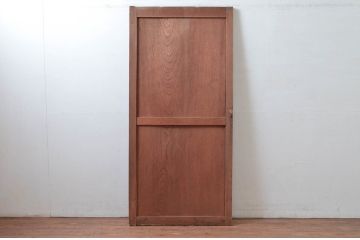 アンティーク建具　枠檜(ヒノキ)材　鏡板欅(ケヤキ)材一枚板　シンプルですっきりしたデザインのドア1枚(木製扉、木製ドア)(R-080617)